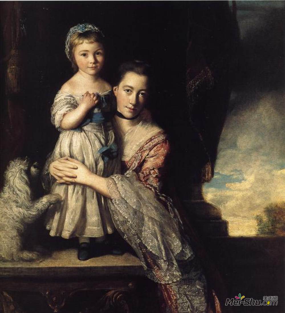 乔舒亚·雷诺兹(Joshua Reynolds)高清作品《乔治亚娜，斯宾塞伯爵夫人和她的女儿》