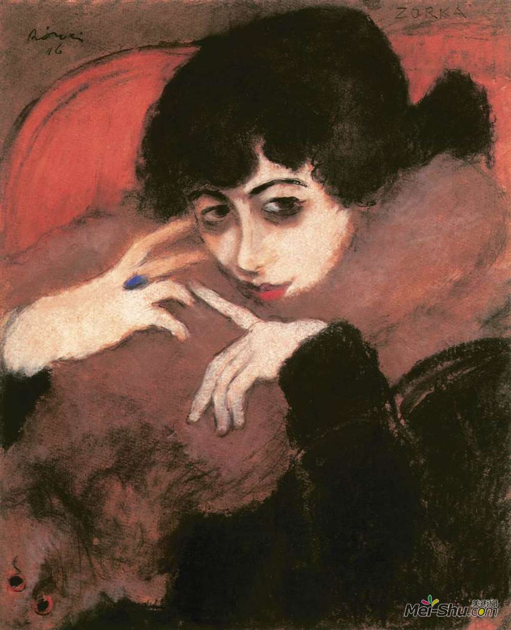 约瑟夫立普罗奈(Jozsef Rippl-Ronai)高清作品《带着蓝色戒指的颤抖女孩》