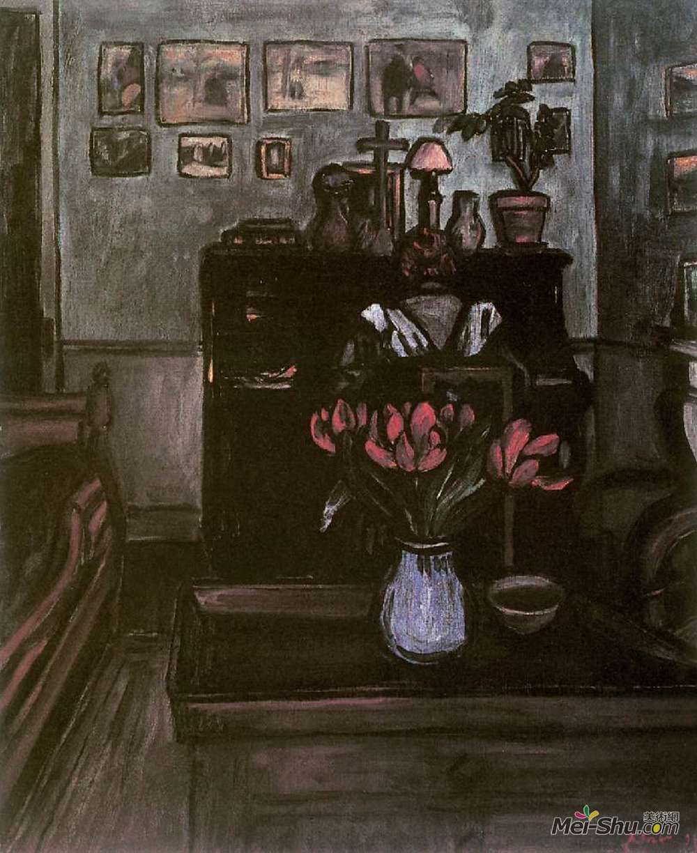 约瑟夫立普罗奈(Jozsef Rippl-Ronai)高清作品《密室里的黄昏》