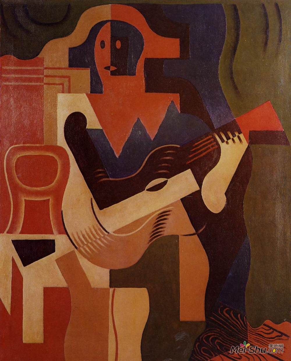 胡安·格里斯(Juan Gris)高清作品《带吉他的丑角》