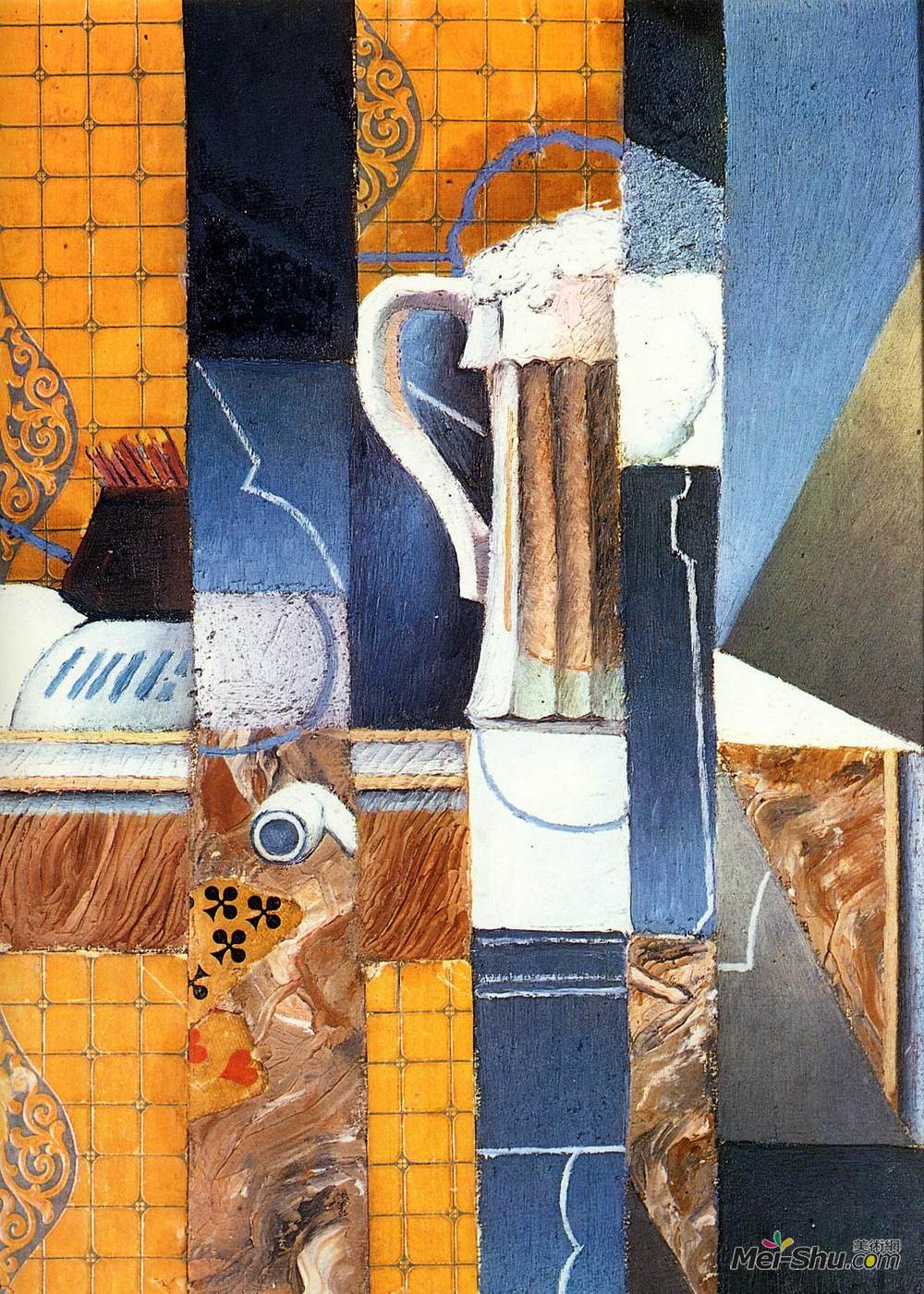胡安·格里斯(Juan Gris)高清作品《啤酒杯和卡片》