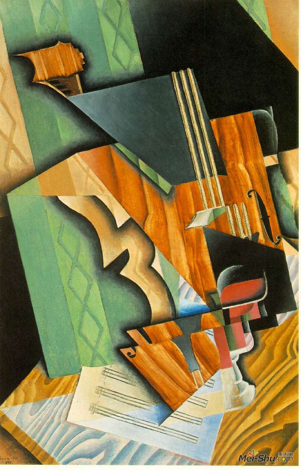 胡安·格里斯(Juan Gris)高清作品《小提琴与玻璃》