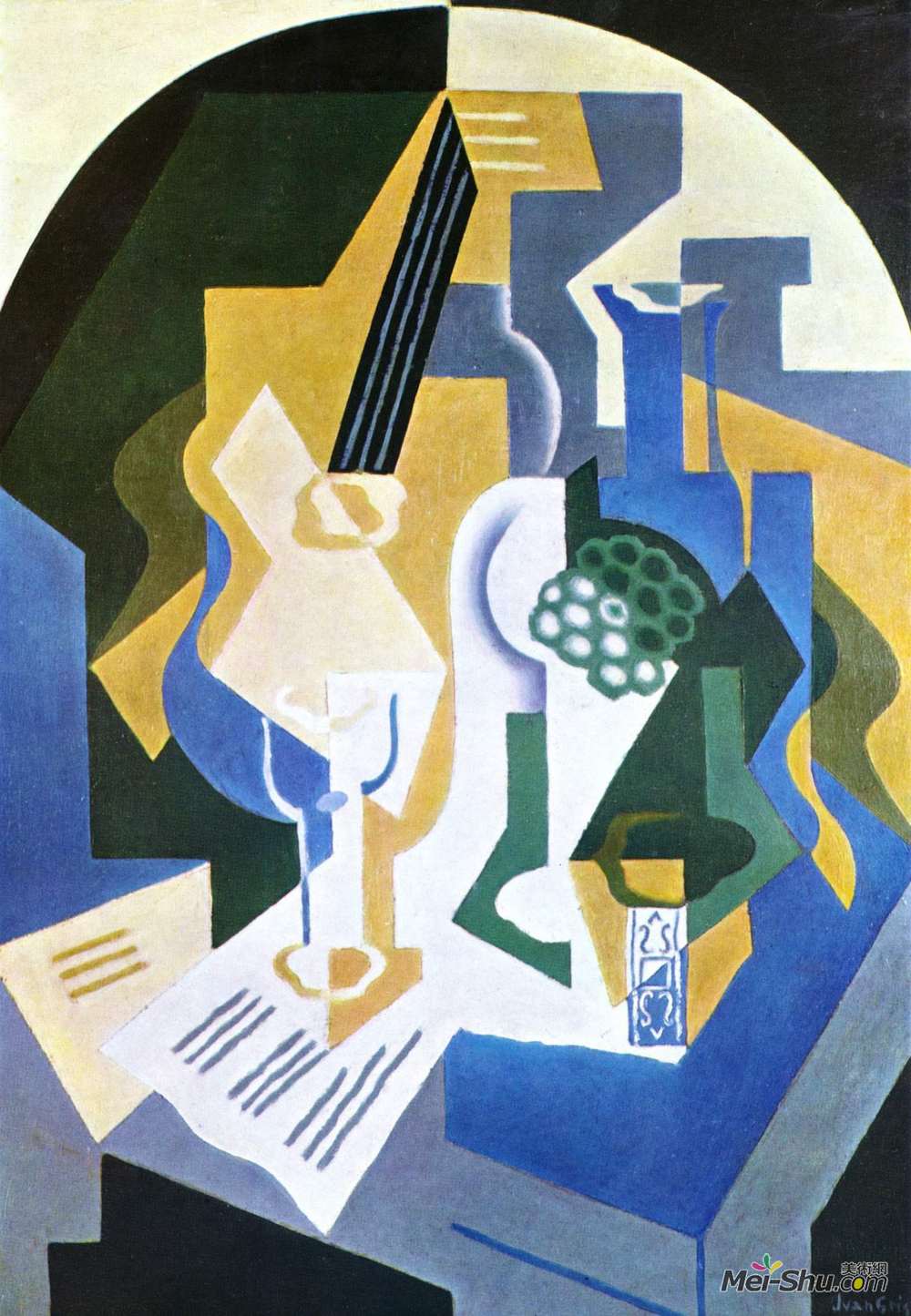 胡安·格里斯(Juan Gris)高清作品《水果碗和马的静物》