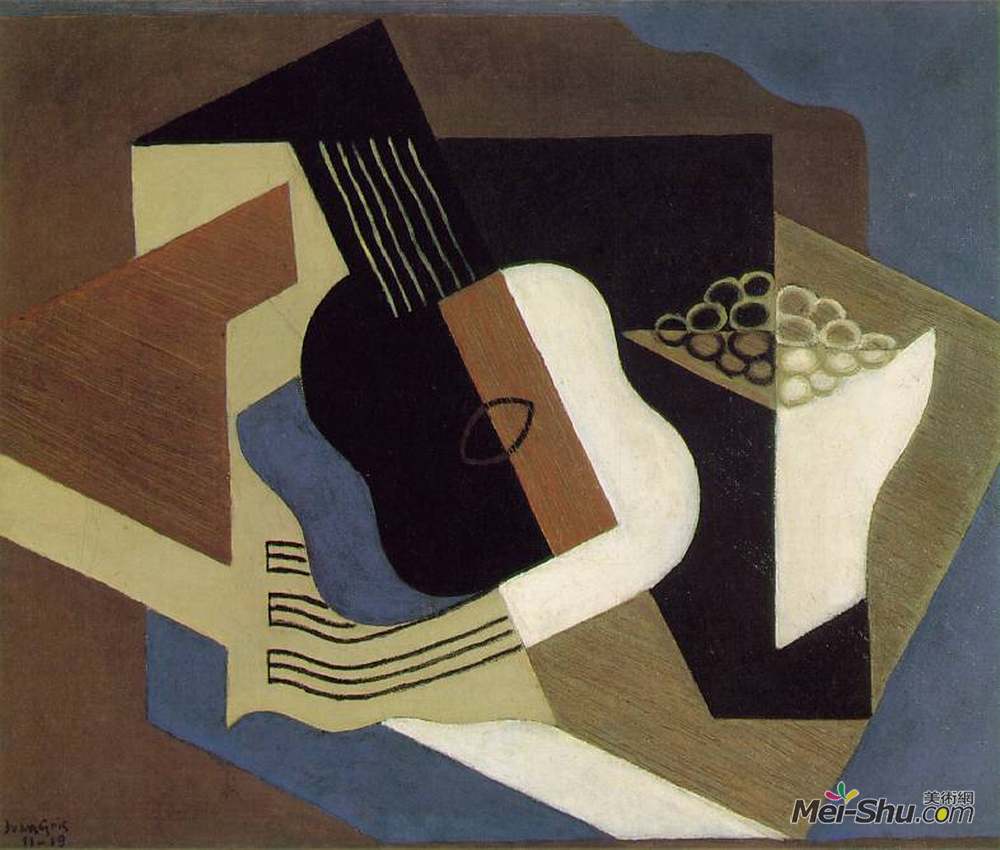 胡安·格里斯(Juan Gris)高清作品《吉他水果盘》