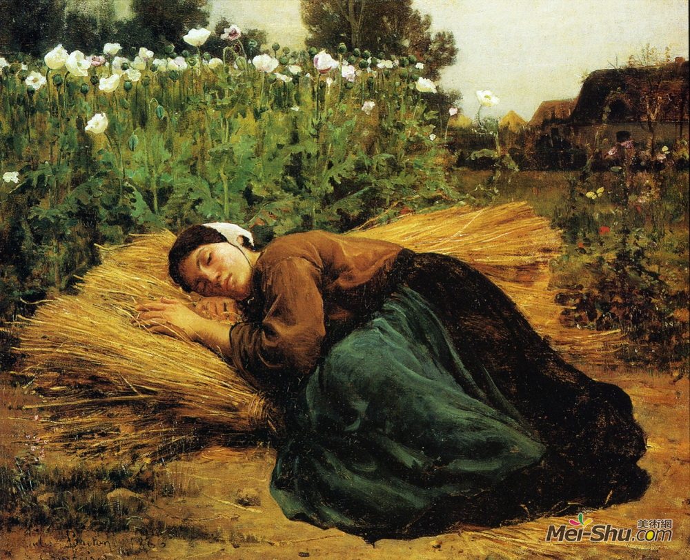 朱利叶斯·布雷顿(Jules Breton)高清作品《田野里的休息》
