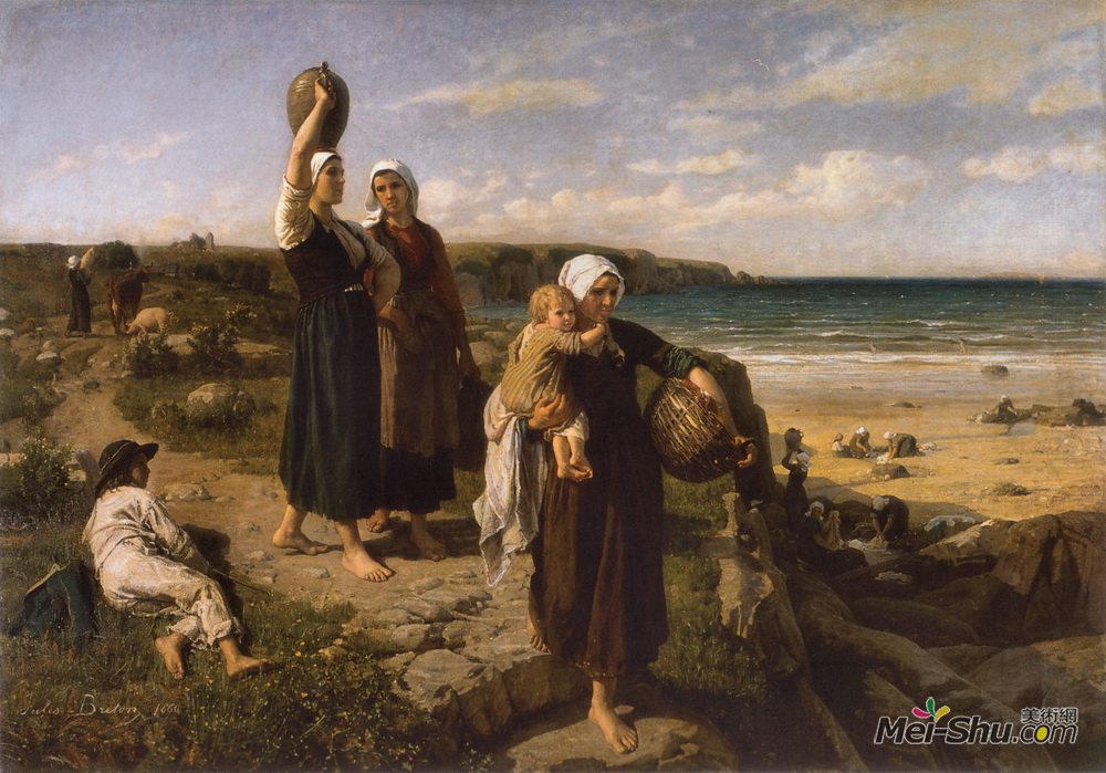 朱利叶斯·布雷顿(Jules Breton)高清作品《海边的春天》