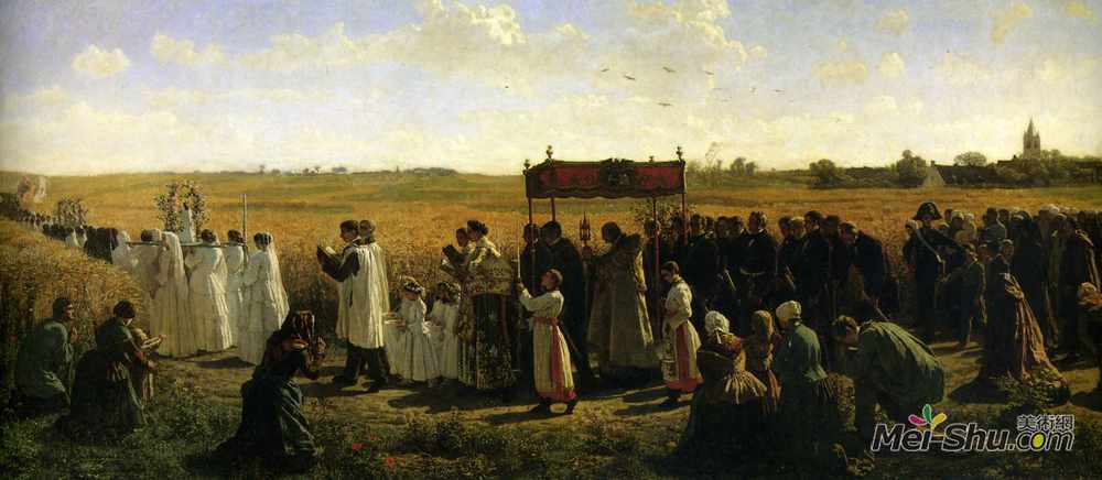 朱利叶斯·布雷顿(Jules Breton)高清作品《阿图瓦小麦的祝福》