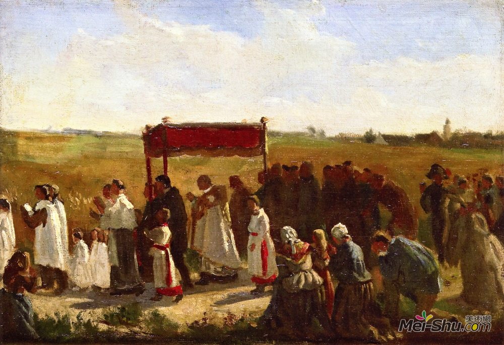 朱利叶斯·布雷顿(Jules Breton)高清作品《阿图斯小麦的祝福（研究）》