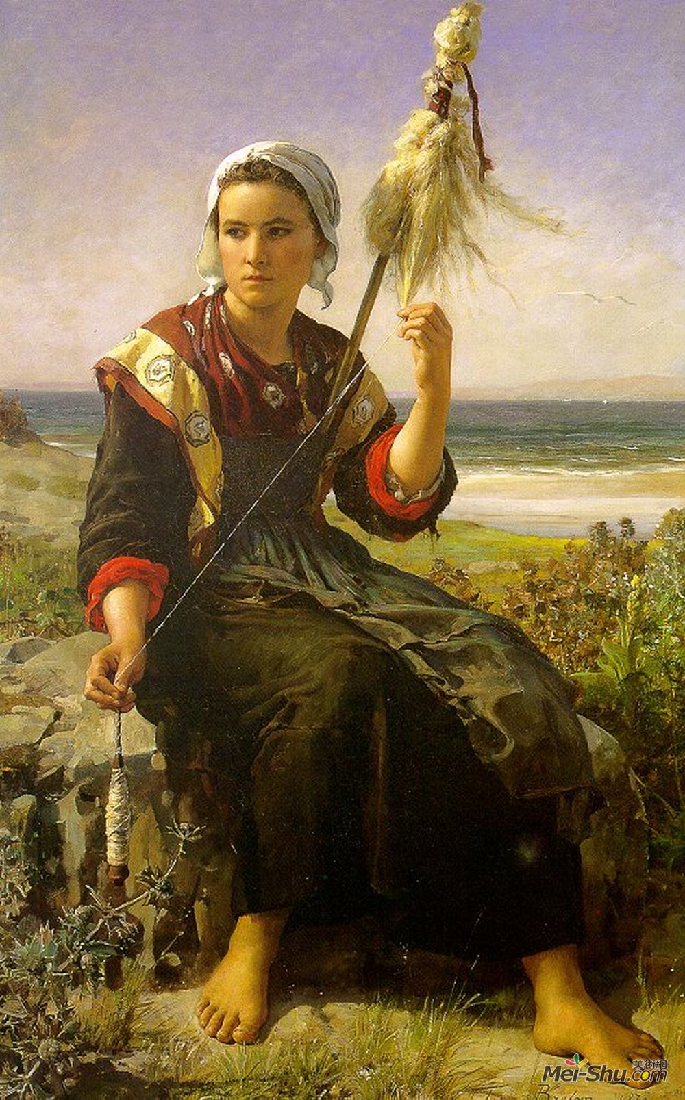 朱利叶斯·布雷顿(Jules Breton)高清作品《其余的干草制造者》