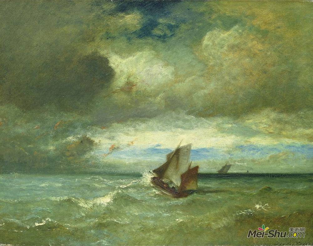 朱班·杜雷(Jules Dupre)高清作品《波涛汹涌的大海》
