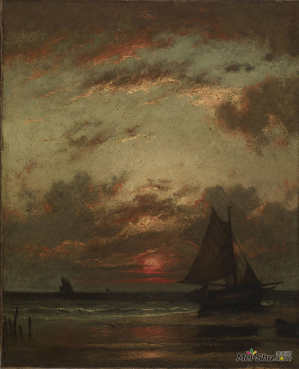 朱班·杜雷(Jules Dupre)高清作品《海岸上的日落》