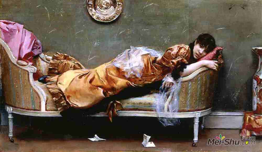 朱利叶斯·勒布朗·斯图尔特(Julius LeBlanc Stewart)高清作品《斜躺的女人》
