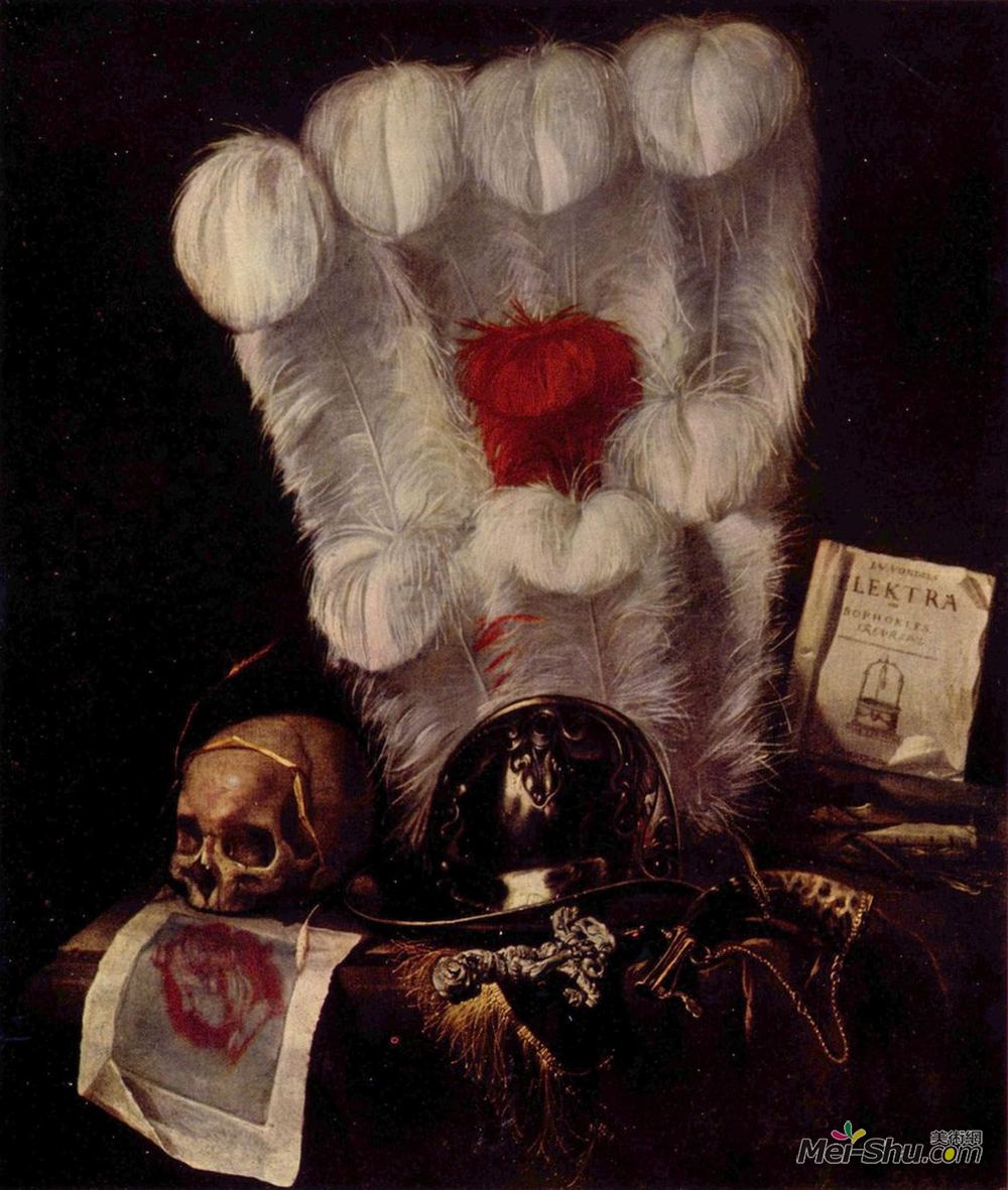 尤里恩范斯特里克(Juriaen van Streeck)高清作品《Vanitas: Still-Life with a Feather Fan》