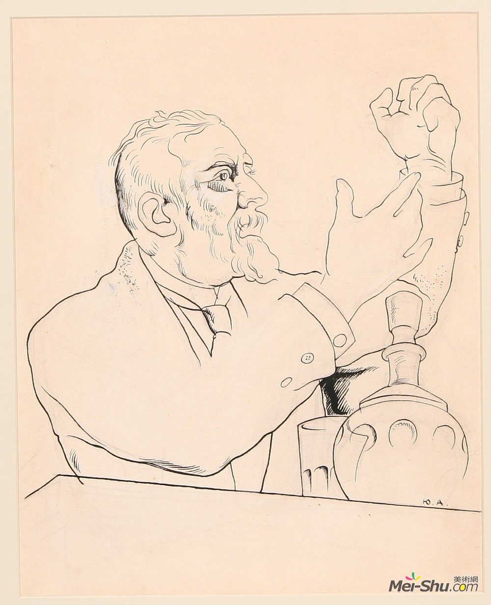 尤里·安年科夫(Jury Annenkov)高清作品《Portrait of Jean Jaures》