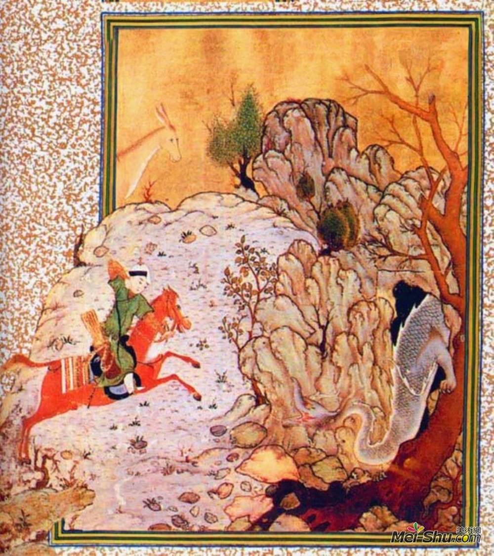 白扎德(Kamal ud-Din Behzad)高清作品《Bahram and Dragon》