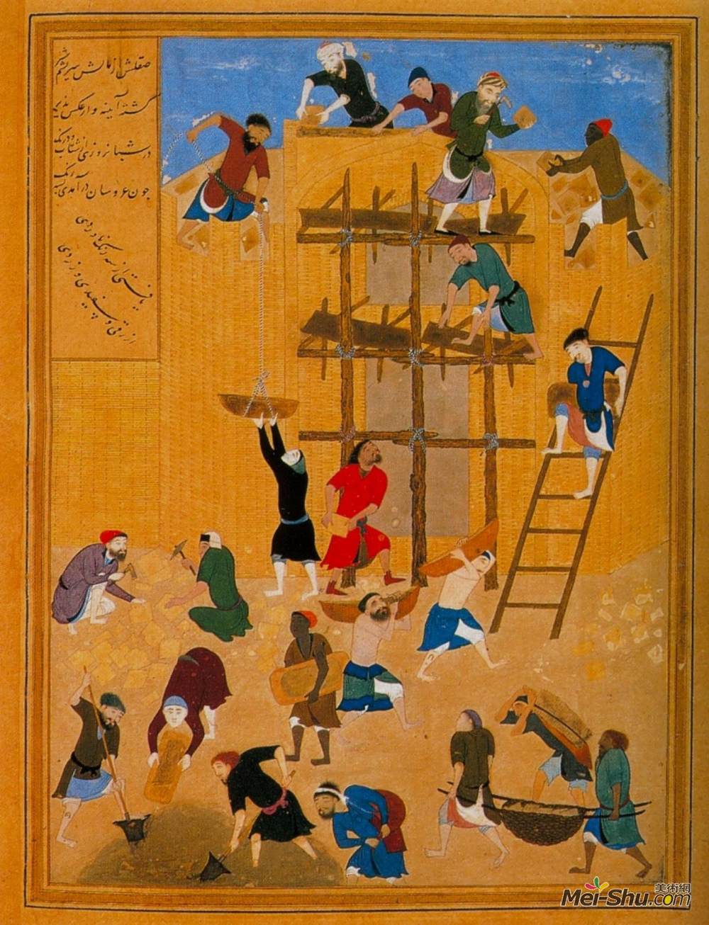 白扎德(Kamal ud-Din Behzad)高清作品《Construction of the fort of Kharnaq》