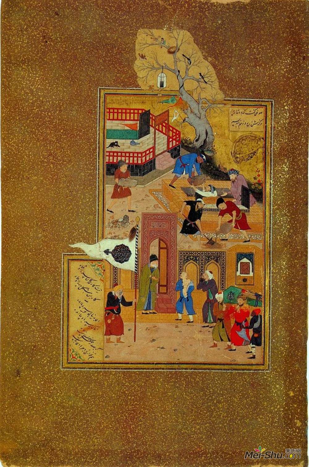 白扎德(Kamal ud-Din Behzad)高清作品《The funeral of the elderly Attar of Nishapur》