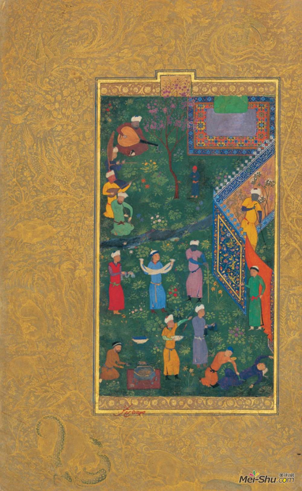 白扎德(Kamal ud-Din Behzad)高清作品《Sultan Hossein Mirza in Promenade (left part)》