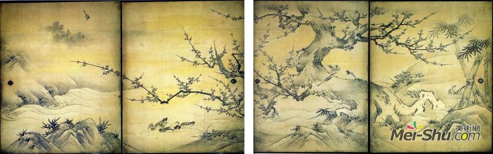 狩野永德(Kanō Eitoku)高清作品《四季花鸟》