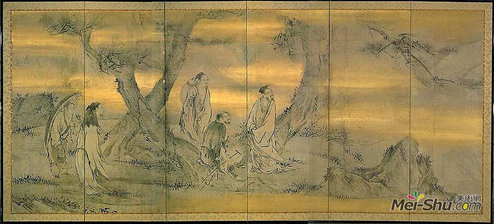 狩野永德(Kanō Eitoku)高清作品《隐士与仙女（右）》