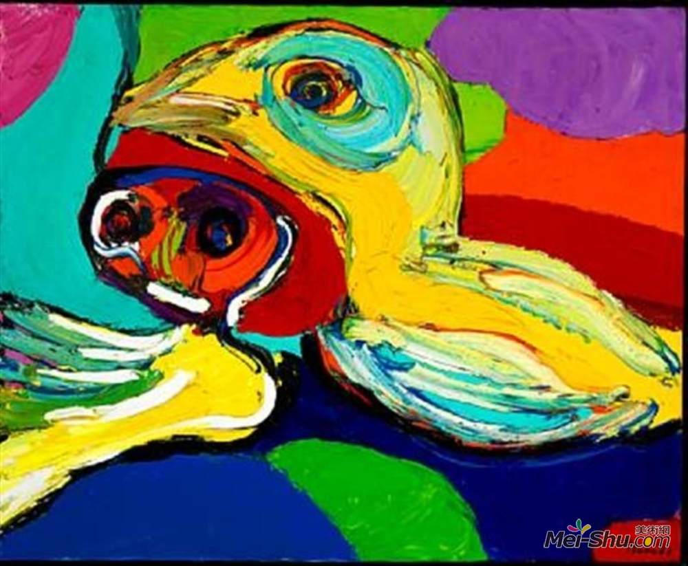 卡雷尔·阿佩尔(Karel Appel)高清作品《两个年轻女孩》
