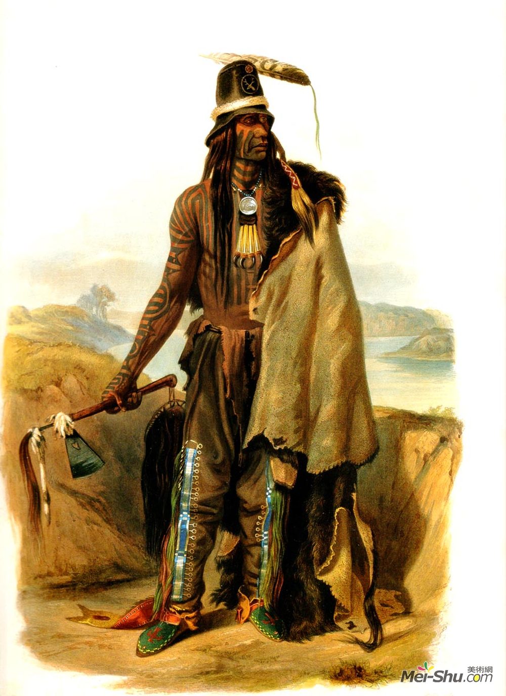卡尔博德默(Karl Bodmer)高清作品《Abdih Hiddisch, Mandan Chief》