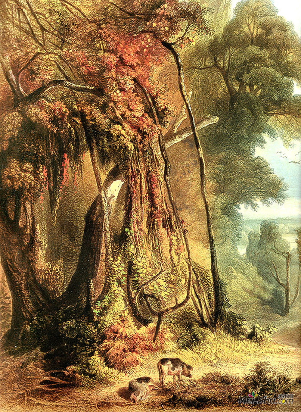 卡尔博德默(Karl Bodmer)高清作品《沿着沃巴什[左]》