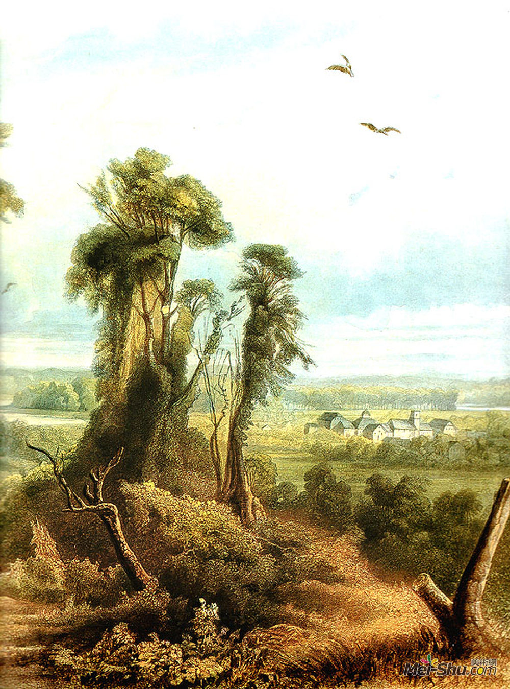 卡尔博德默(Karl Bodmer)高清作品《沿着瓦巴什[右]》