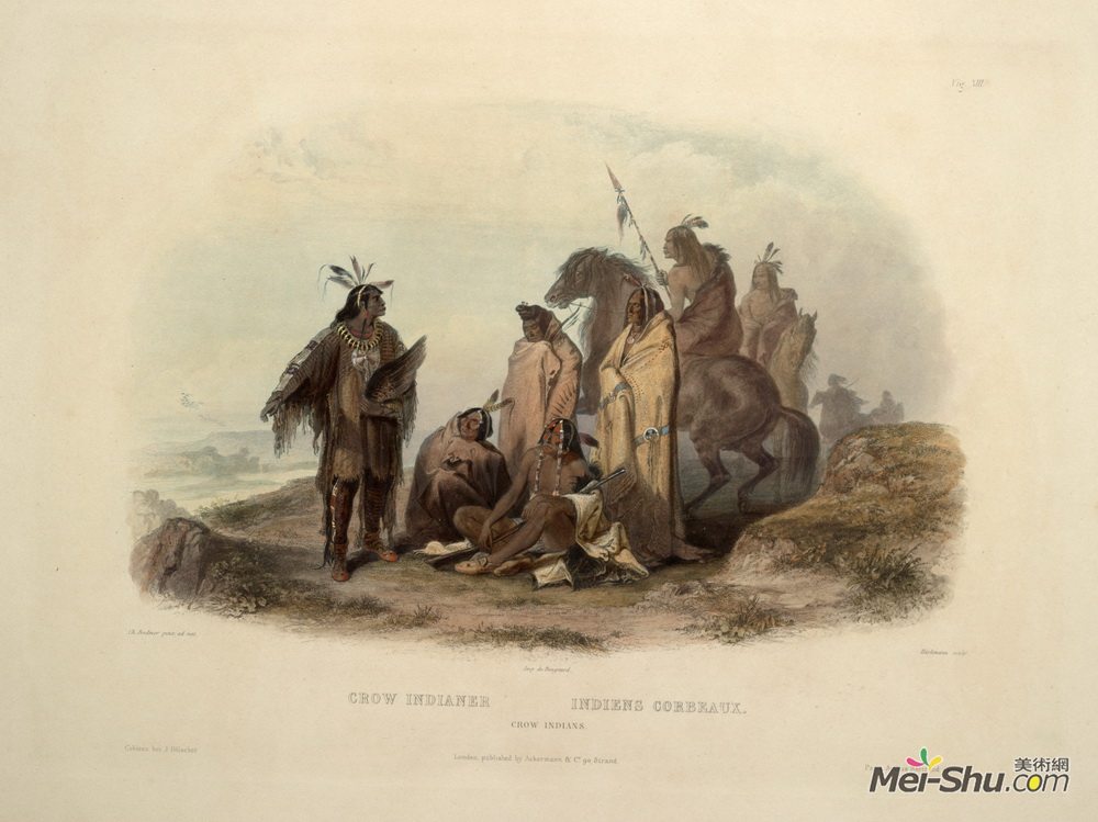 卡尔博德默(Karl Bodmer)高清作品《乌鸦印第安人，第13卷第1卷》