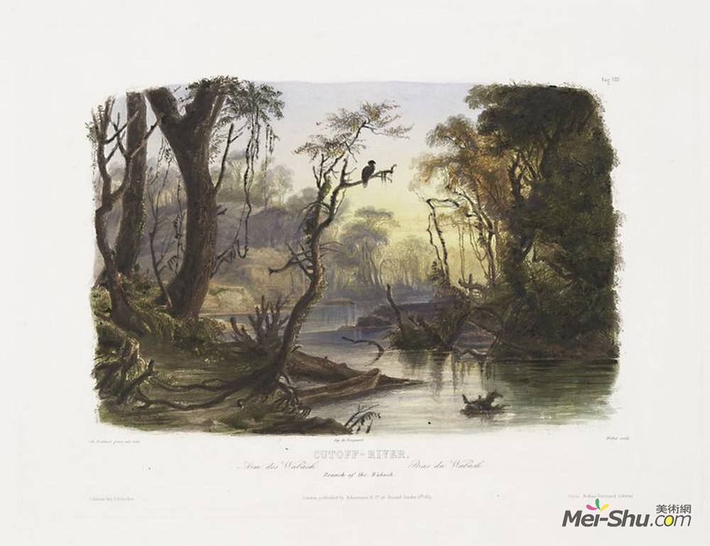 卡尔博德默(Karl Bodmer)高清作品《截止沃巴什河支流，第8卷第1卷》