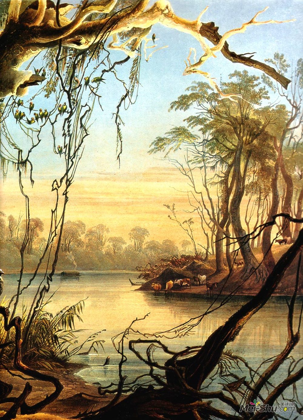 卡尔博德默(Karl Bodmer)高清作品《瓦巴什之口[印第安娜]》