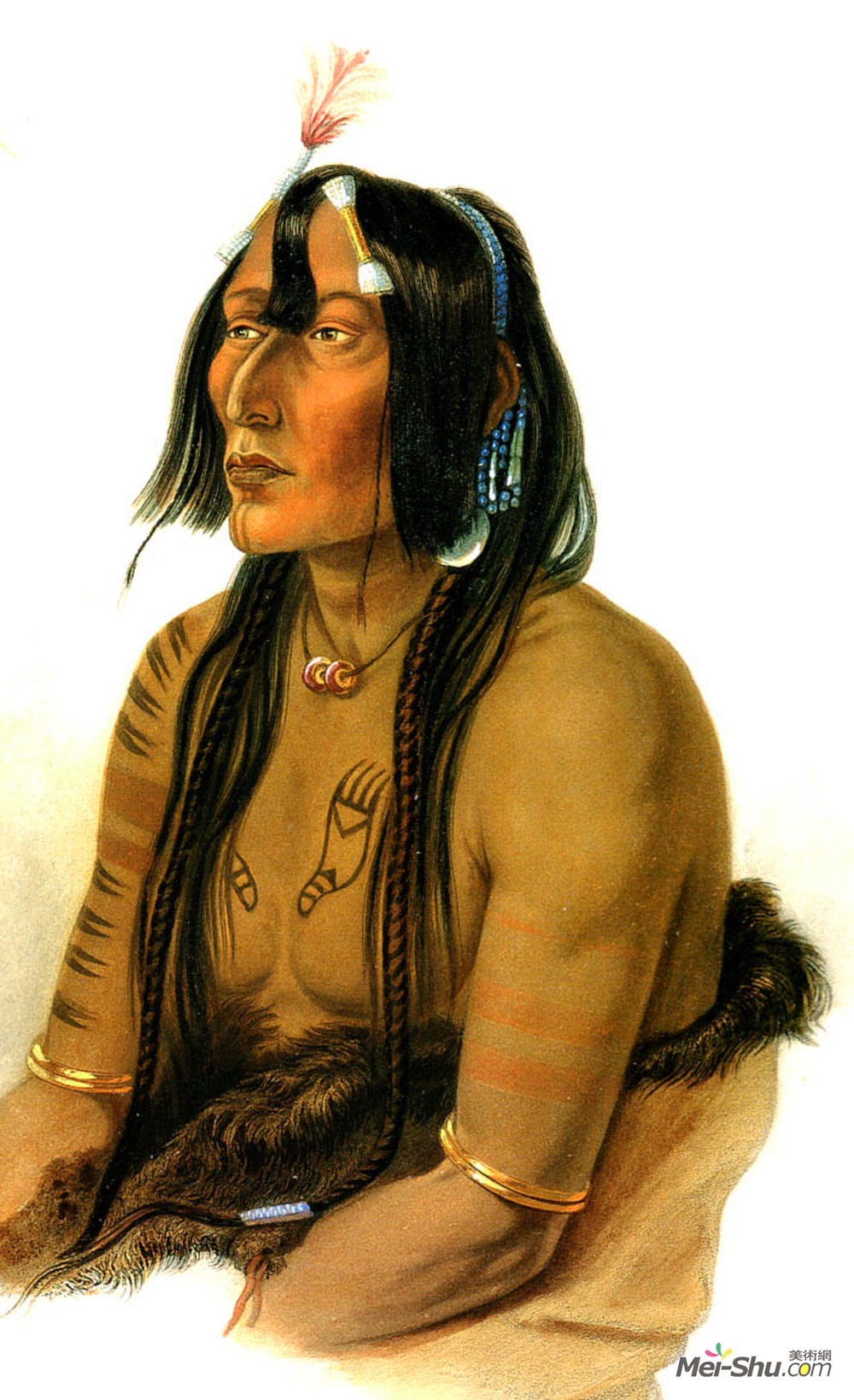 卡尔博德默(Karl Bodmer)高清作品《Psihdja Sahpa, Yanktonian Indian》