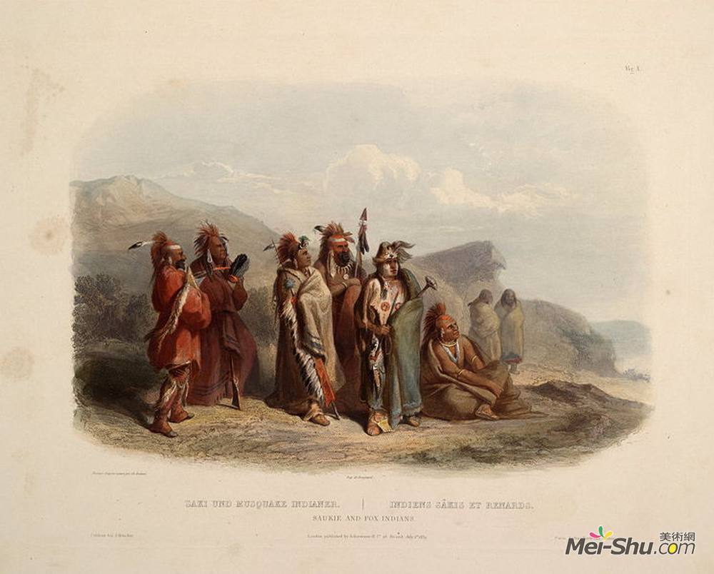 卡尔博德默(Karl Bodmer)高清作品《萨克和福克斯印第安人，第20卷第1卷》