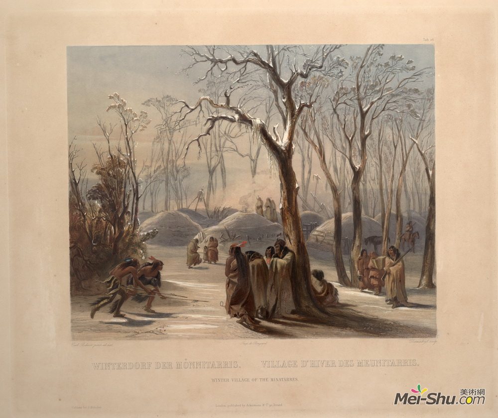 卡尔博德默(Karl Bodmer)高清作品《小村庄冬季村庄》