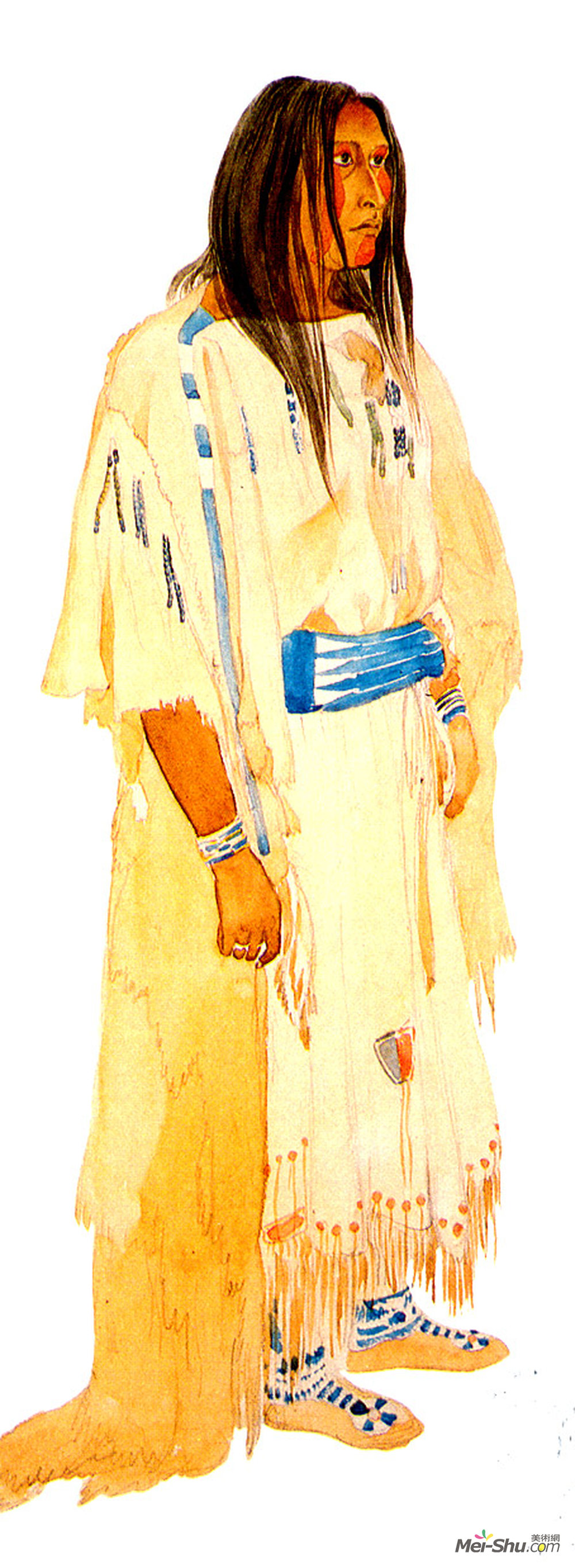 卡尔博德默(Karl Bodmer)高清作品《Young Piegan Blackfeet woman》