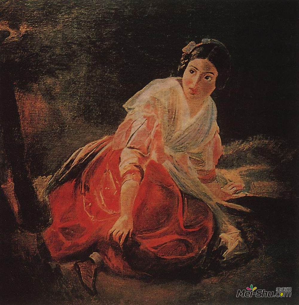 卡尔·布留洛夫(Karl Bryullov)高清作品《森林里的女孩》