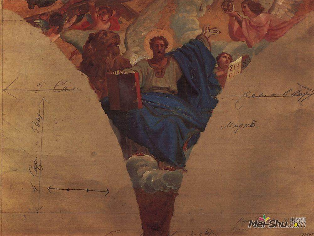 卡尔·布留洛夫(Karl Bryullov)高清作品《标记福音传道者》