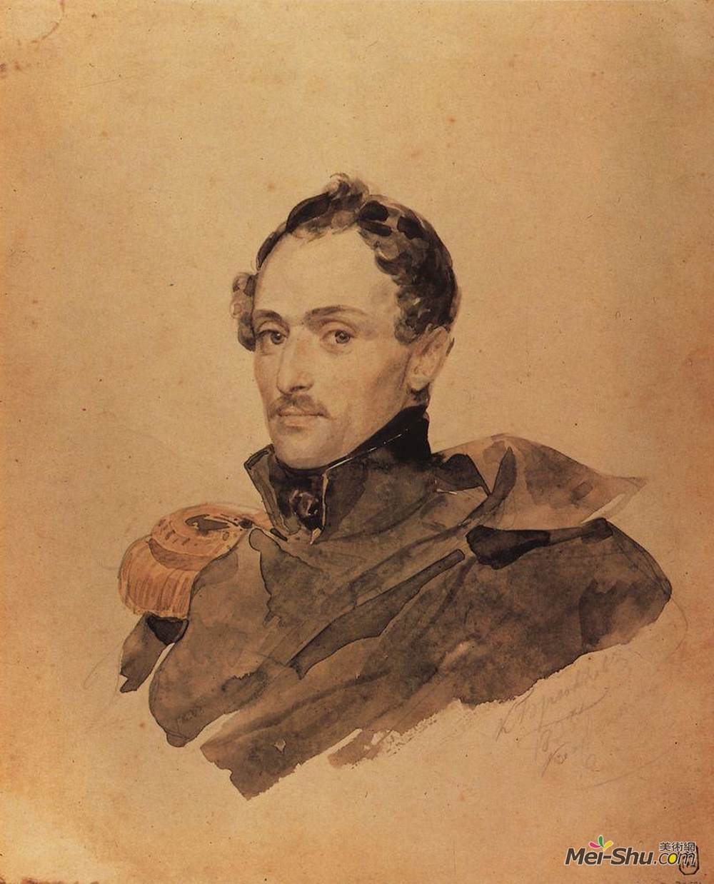 卡尔·布留洛夫(Karl Bryullov)高清作品《Portrait of Captain A. M. Kostinich》