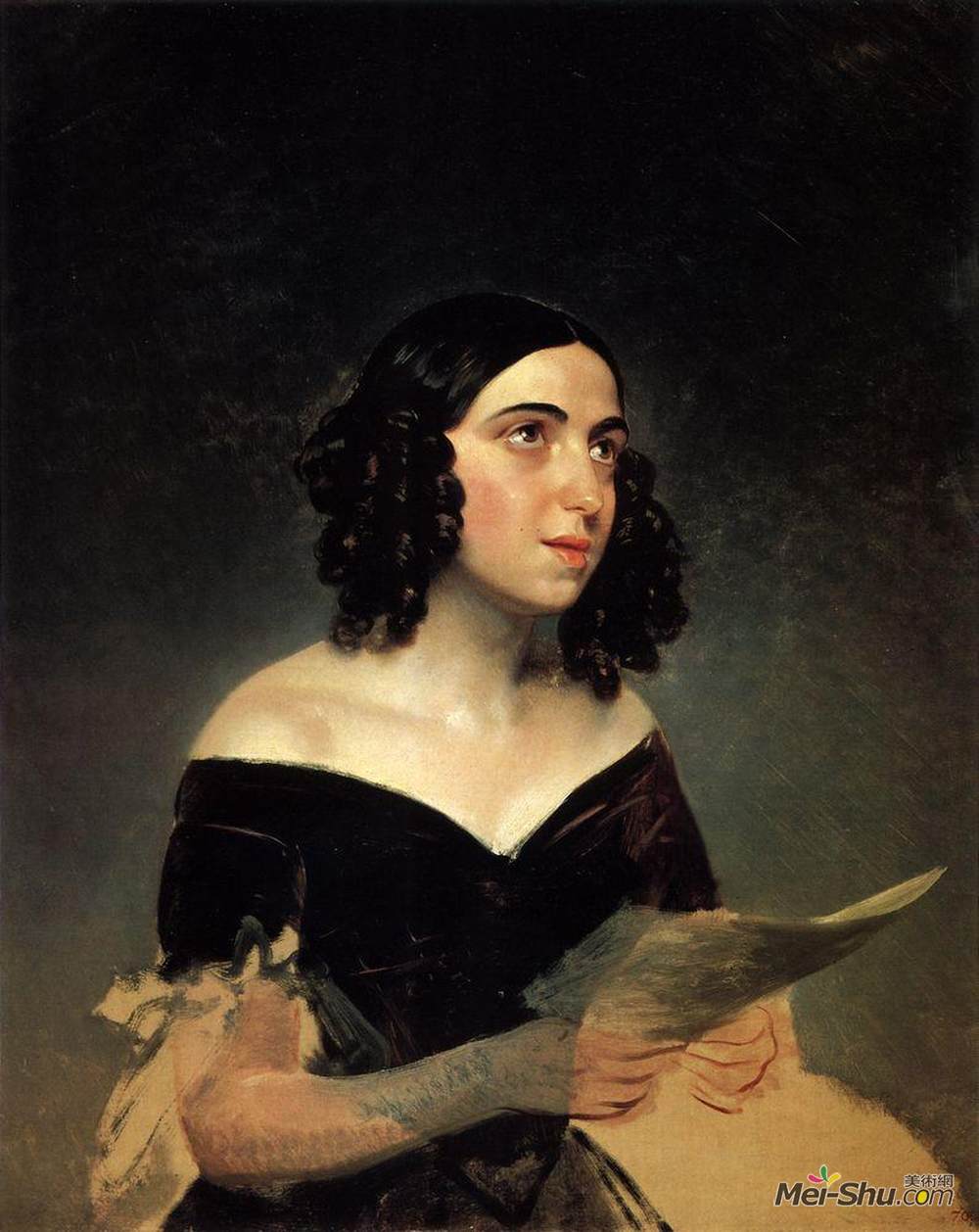 卡尔·布留洛夫(Karl Bryullov)高清作品《歌手艾娅的肖像。佩特洛娃》