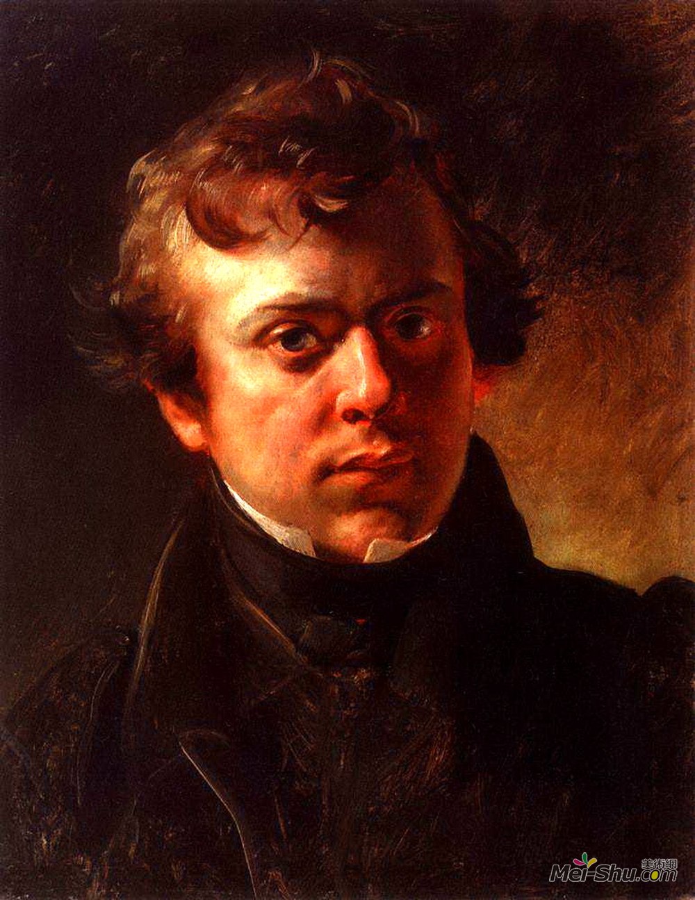 卡尔·布留洛夫(Karl Bryullov)高清作品《Portrait of the architect A. Gornostaev》