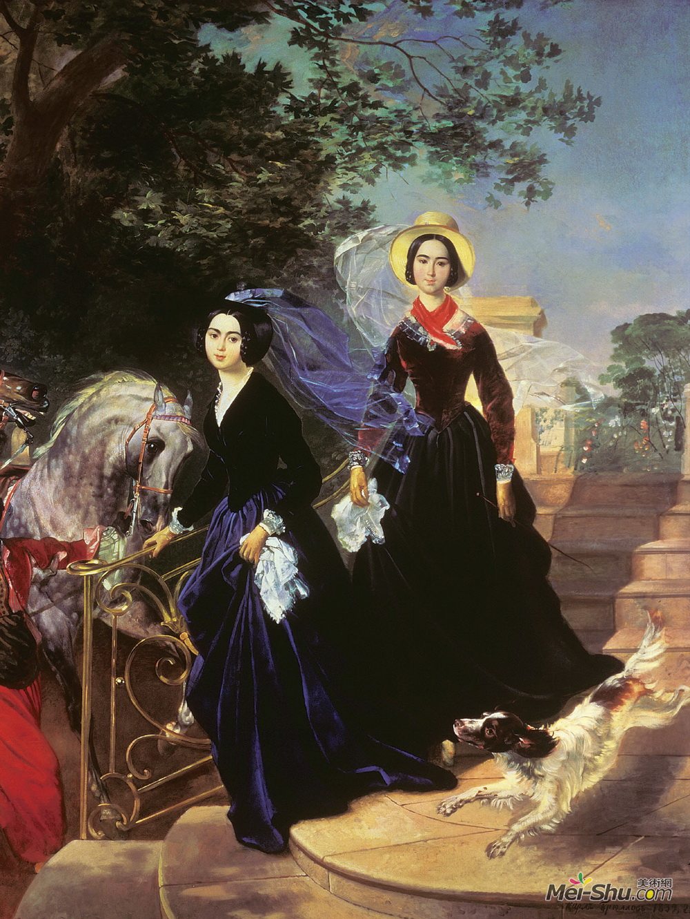 卡尔·布留洛夫(Karl Bryullov)高清作品《希什马里奥夫姐妹肖像》