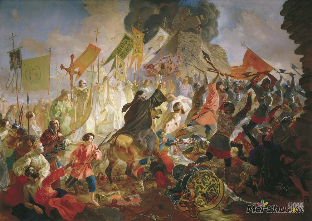 卡尔·布留洛夫(Karl Bryullov)高清作品《1581年，波兰国王斯特凡·巴托里围攻普斯科夫》