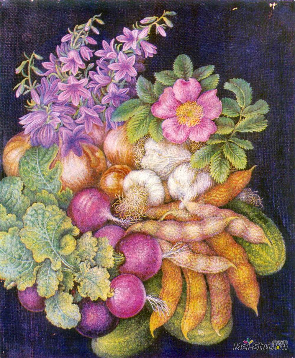 卡特尼亚比洛克(Kateryna Bilokur)高清作品《Still life "Flowers and Vegetables"》