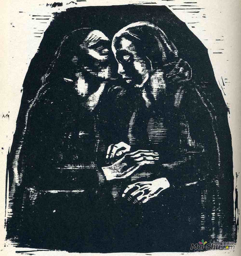 凯绥·珂勒惠支(Kathe Kollwitz)高清作品《玛丽和伊丽莎白》