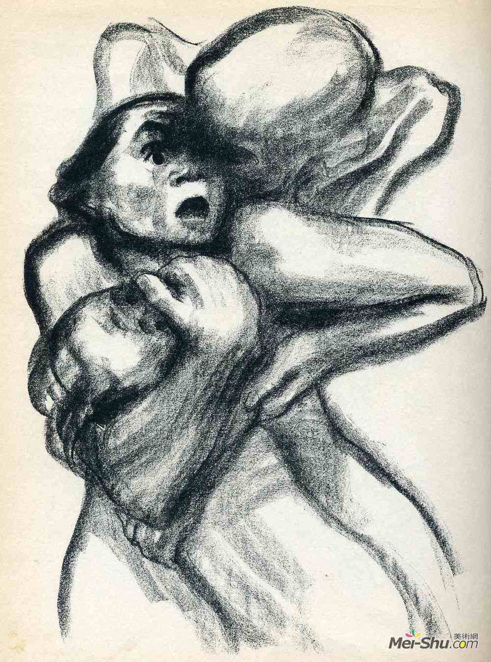 凯绥·珂勒惠支(Kathe Kollwitz)高清作品《抓住女人的死亡》