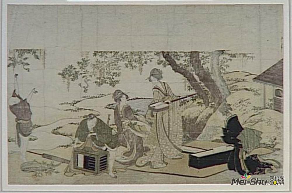 葛饰北斋(Katsushika Hokusai)高清作品《紫藤下的音乐会》