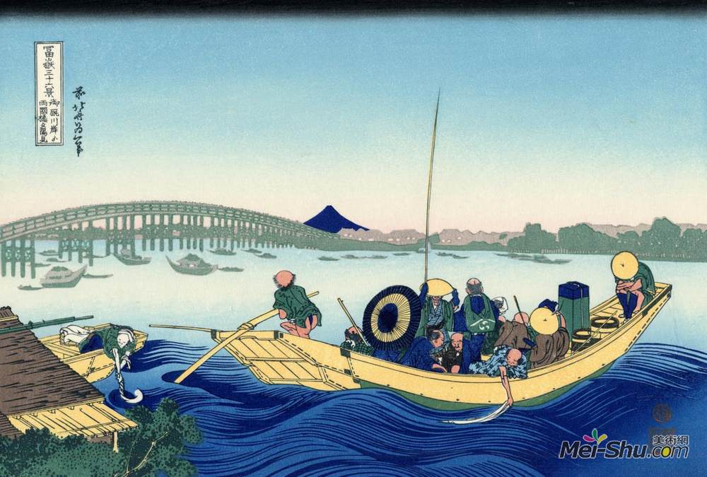 葛饰北斋(Katsushika Hokusai)高清作品《日暮从苏美达银行的日落桥》