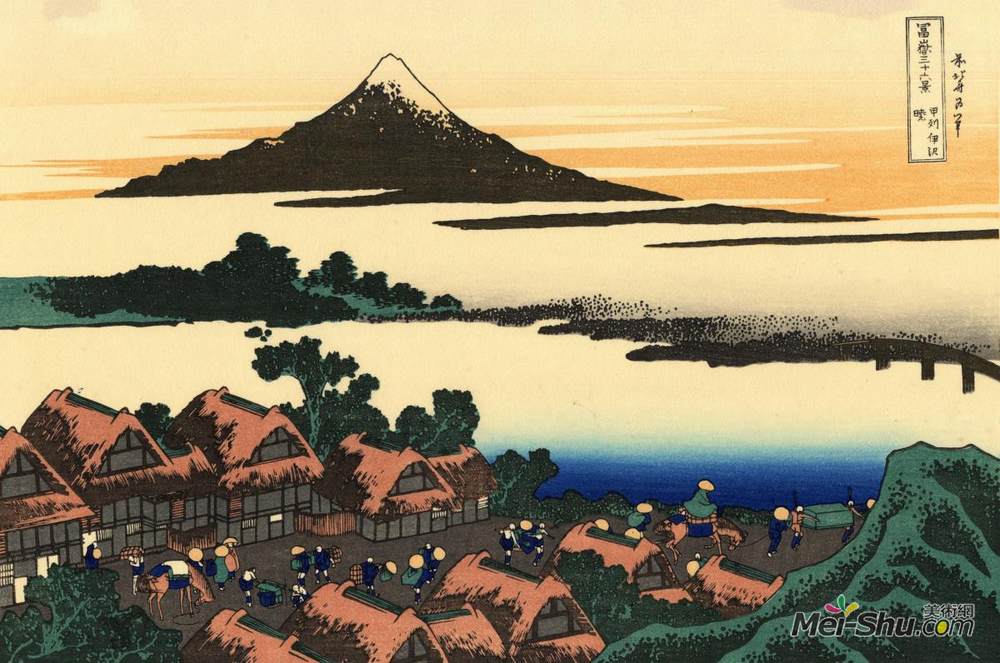 葛饰北斋(Katsushika Hokusai)高清作品《Dawn at Isawa in the Kai province》