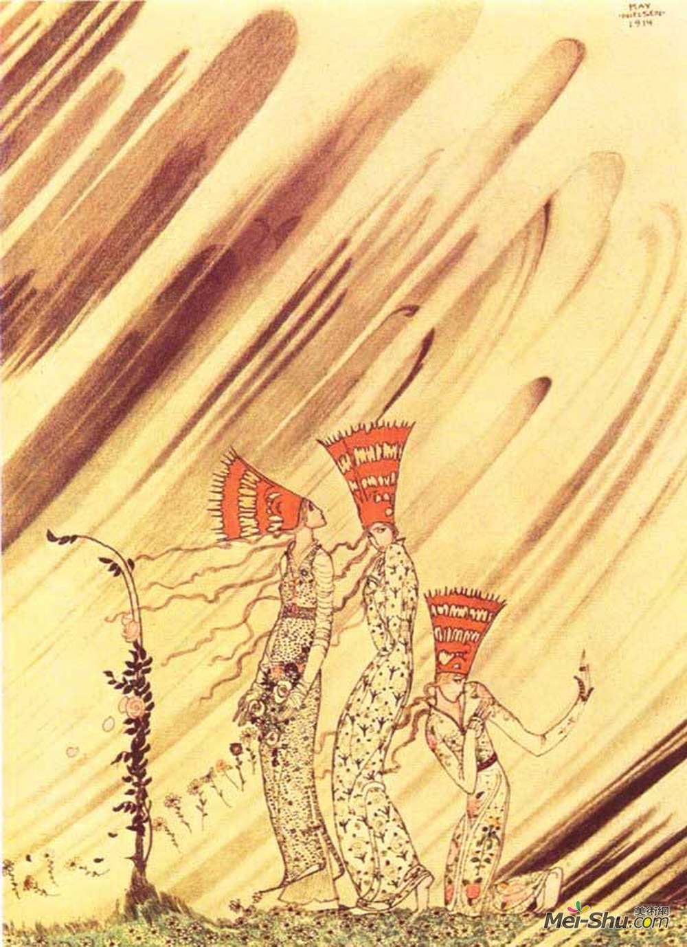 凯·尼尔森(Kay Nielsen)高清作品《雪堆把他们带走了。》