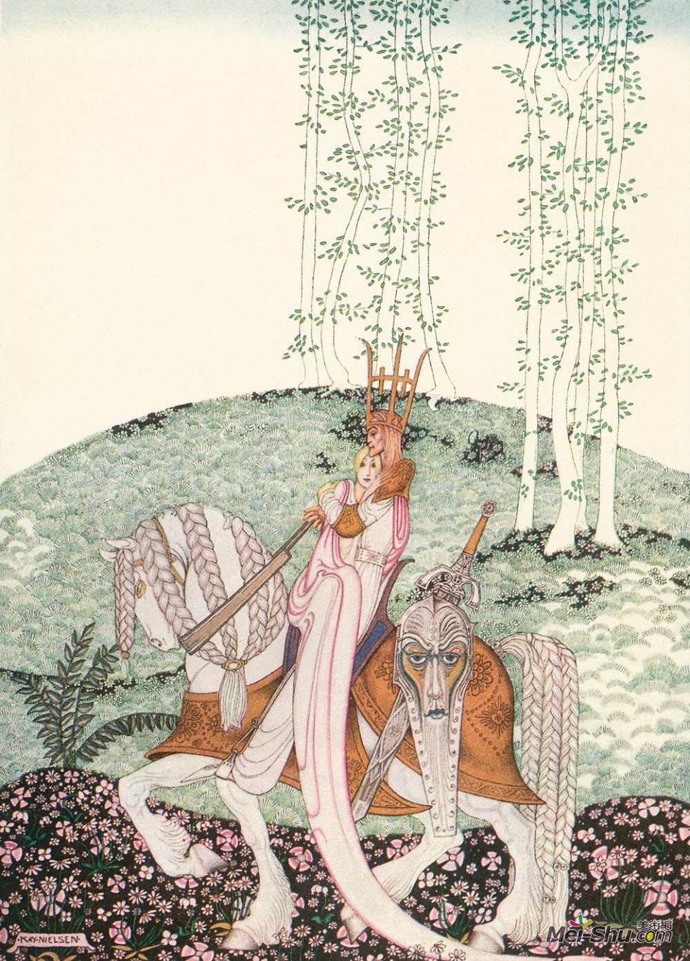 凯·尼尔森(Kay Nielsen)高清作品《他也看到了水中的影像》